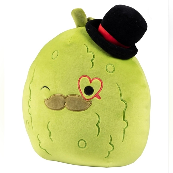 Squishmallows Official 14 inch Charles the Pickle With Mustache & Red Monocle - Picture 4 of 8